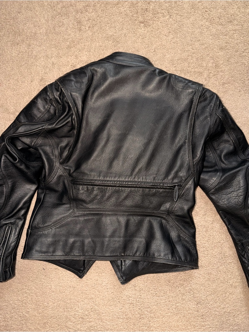 Classic Black Leather Motorcycle Jacket - Women - Picture 11 of 13